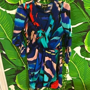 Yumi Kim Silk Faux Wrap Dress in Multi, size S.